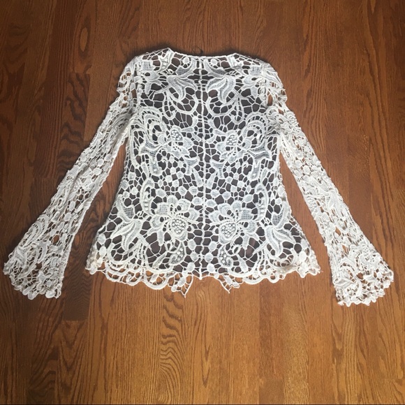 NWOT Ryu Layered Lace Button Up Top Size Medium - Picture 2 of 3